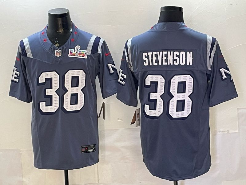 Men 2026 New England Patriots #38 Stevenson Blue 5th generations Nike Limited NFL Jersey style 013